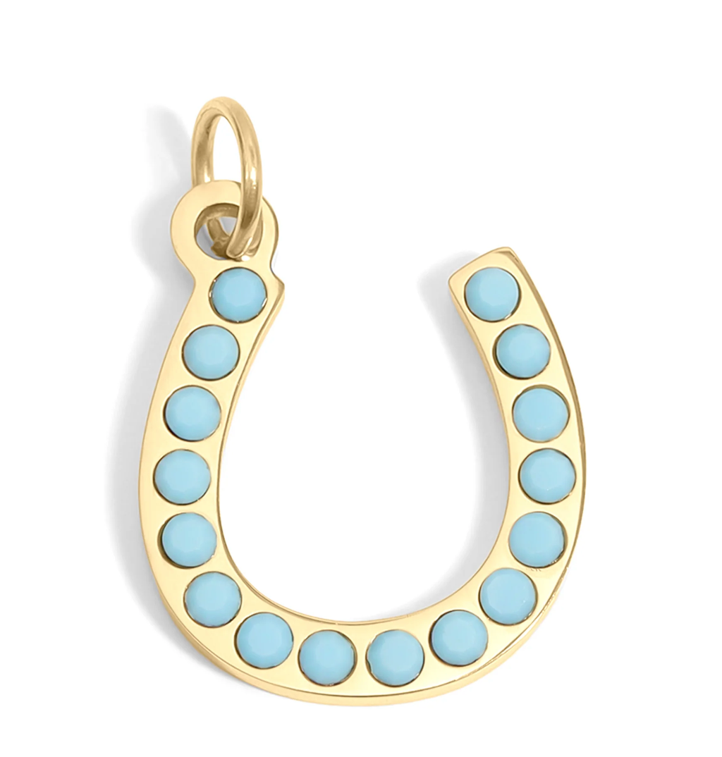 The Lucky in Love Turquoise Horseshoe Charm