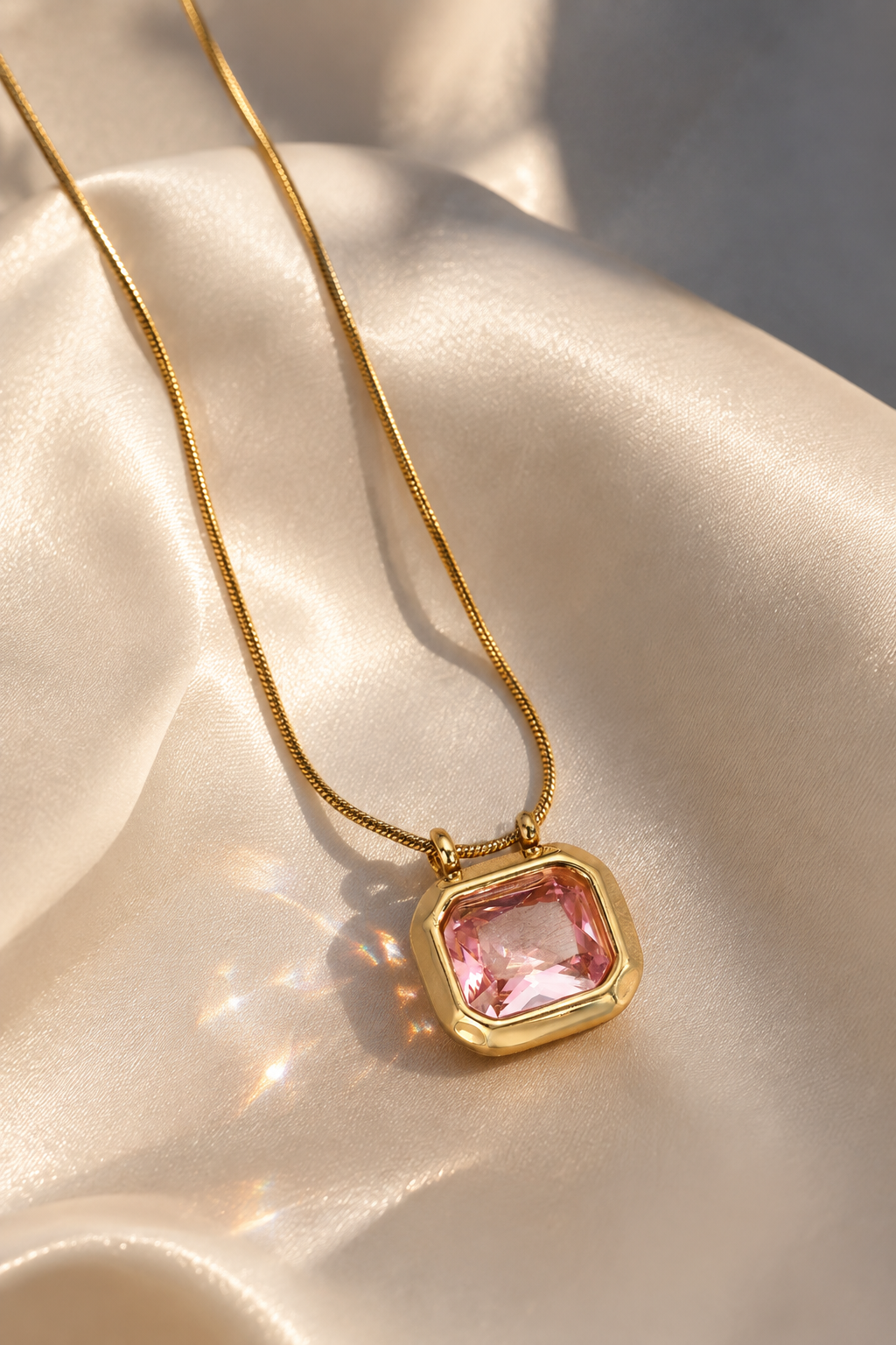 The Pink Emerald-Cut Necklace