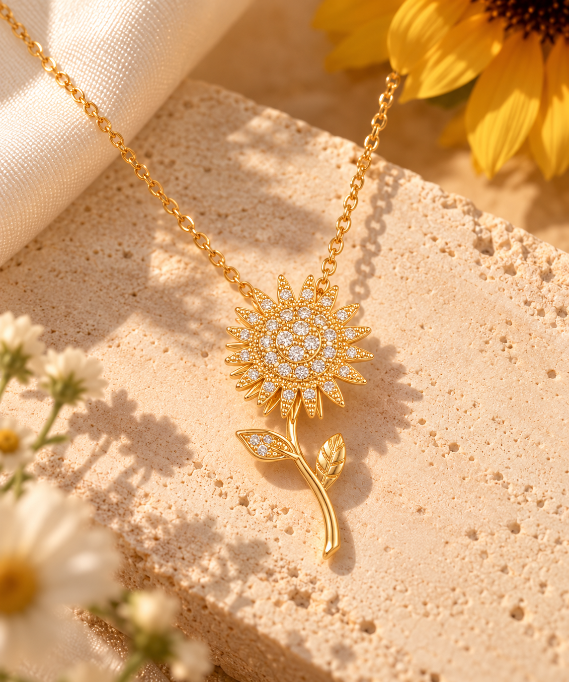 Stemmed Sunflower Necklace